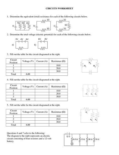Series Circuit Worksheet 2 Answer Key