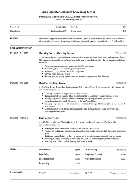 Server Resume Examples