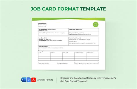Service Job Card Template - Creative Inspirational Template Examples