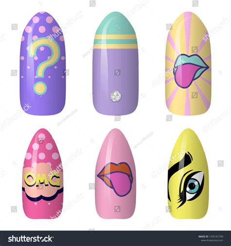 Set Colored Painted Pop Art