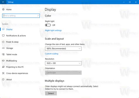 Set Display Scale and Layout to Defaults