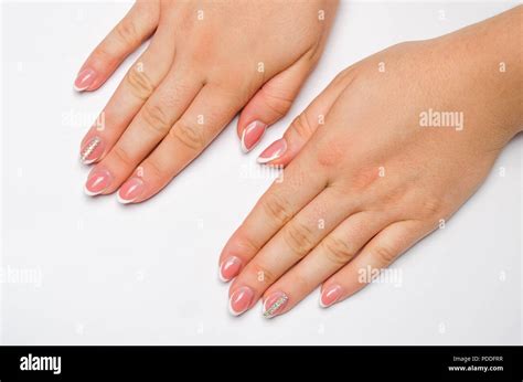 Set Female Hands Beautiful Manicure
