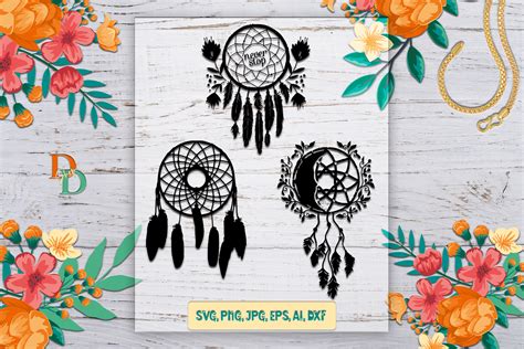 Download Set Floral Dreamcatcher For Crafts