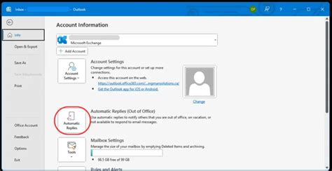 Set Out of Office Outlook App on Windows PC
