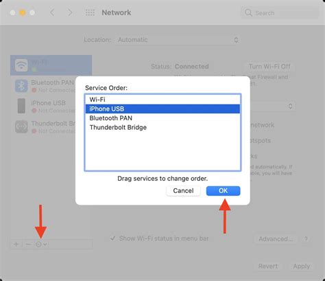 Set Service Order from Mac’s network settings