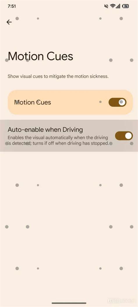 Set Up Vehicle Motion Cues on Android