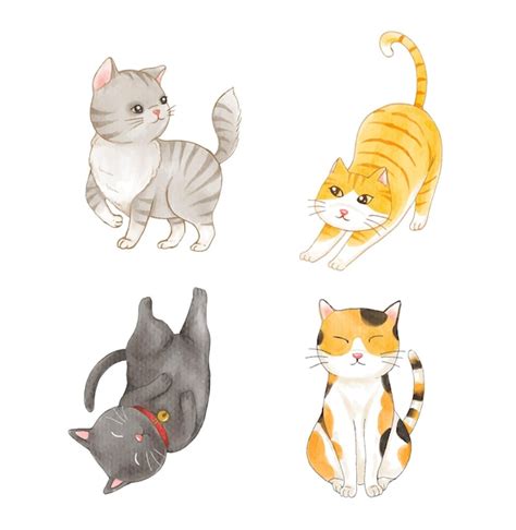 Download Set of Watercolor Cats Crafts Files DXF Files