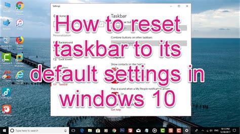 Set the Taskbar to Its Default Settings