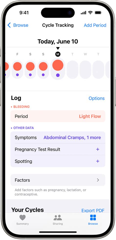 Set up Cycle Tracking on the Health app