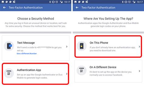 Set up Facebook 2FA with Authentication App