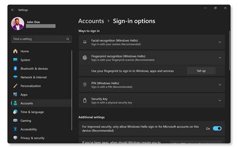 Set up Windows Hello Fingerprint or face logins