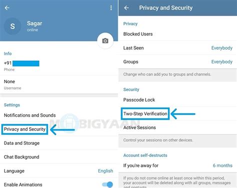 Set up two-step verification on Telegram