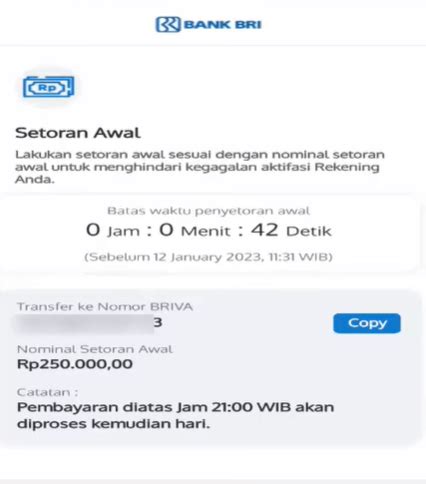 Setorkan Uang Setoran Awal
