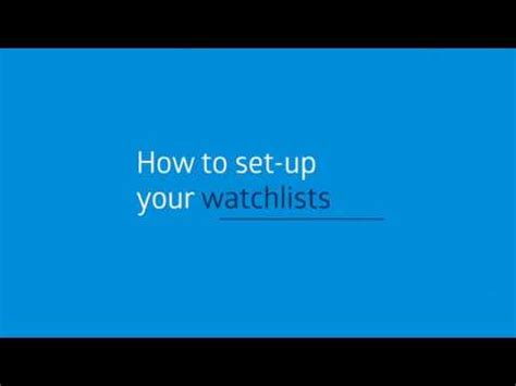 Setting Up Your Watchlist