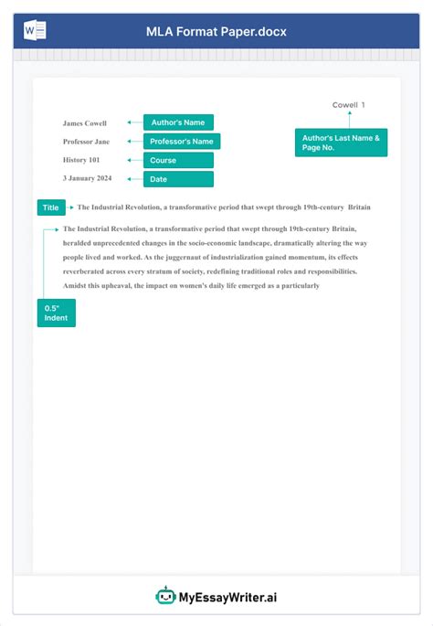 Setting Up the Basic MLA Document Parameters