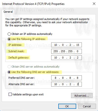 Setting a Static IP Address On Windows 10