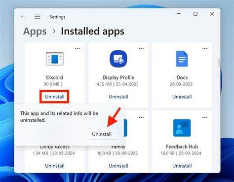 Settings Uninstall