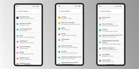 Settings app redesign
