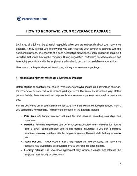 Severance Negotiation Letter Template