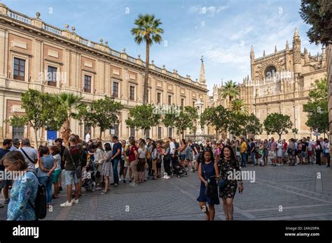 Seville Crowds Alcazar