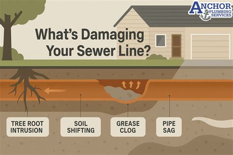 Sewer line damage underground