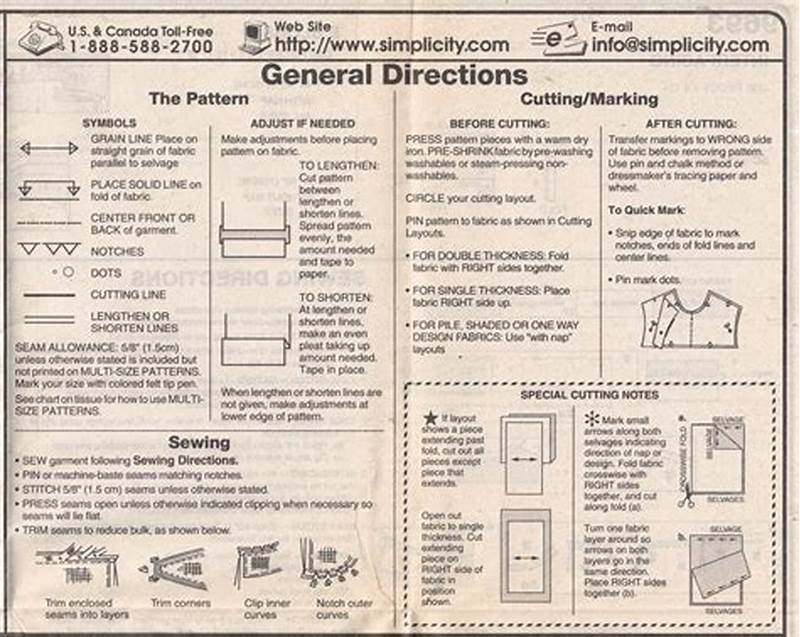 Sewing Pattern Guide Sheet
