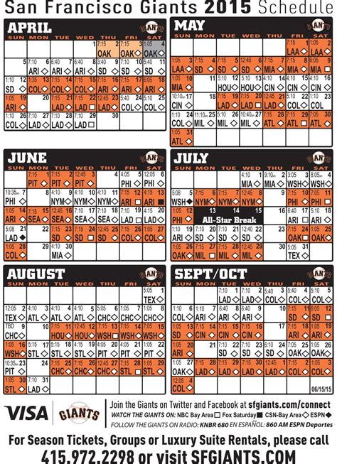 Sf Giants Printable Schedule 2022