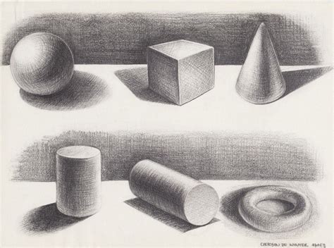 A drawing showcasing the use of shading to create form