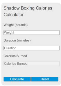 Shed Pounds with Shadow Boxing: Use Our Calories Calculator for Effective Workouts