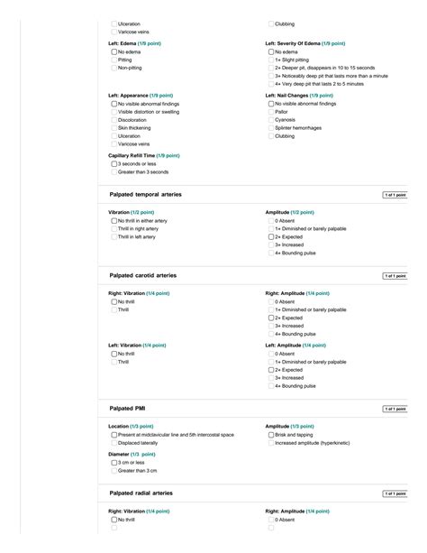 Shadow Health Cardiovascular Objective Data Collection