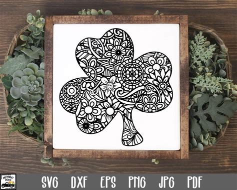 91+ Shamrock Mandala SVG, Shamrock Mandala SVG, Shamrock Zentangle SVG, Floral Shamrock SVG. Printable Shamrock Mandala