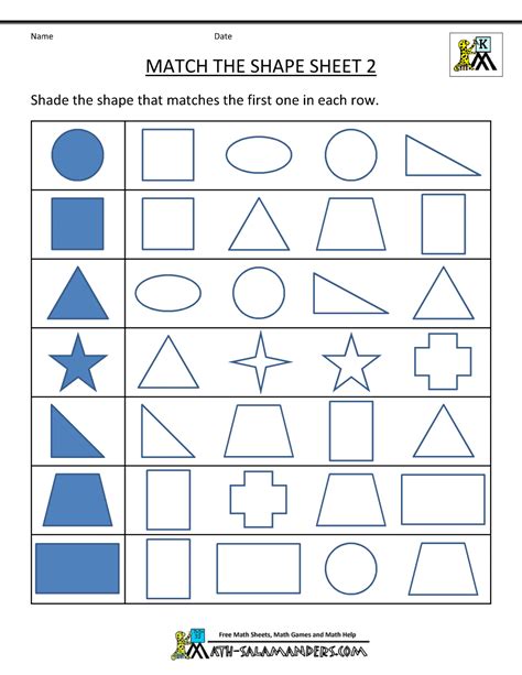 Shapes For Kindergarten Worksheets