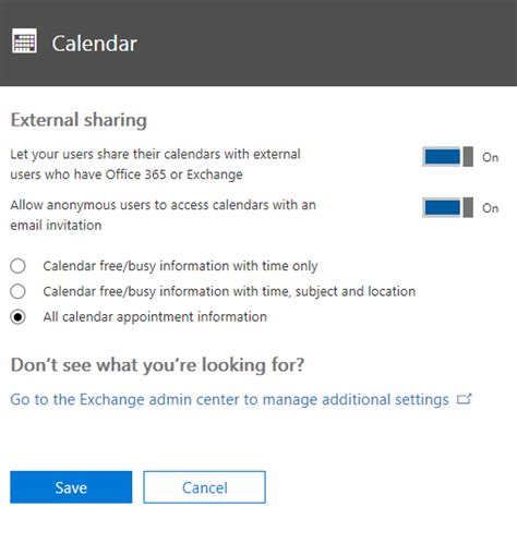 Share Outlook Calendar With External User
