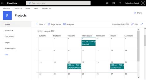 Sharepoint Calendar Sharing