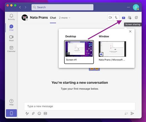Sharing Screen on Microsoft Teams