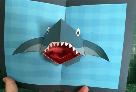 Shark pop-up card (template from http://www.robives.com/popup/shark