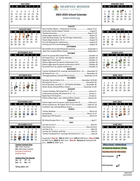 Shawnee State Calendar