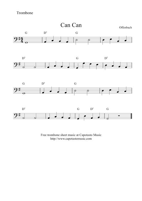 Sheet Music For Trombone Free Printable