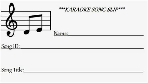 Sheet Template Free Printable Karaoke Song Request Slips Template