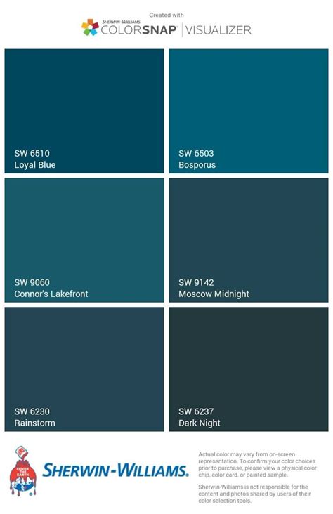 Sherwin Williams Teal Color Chart