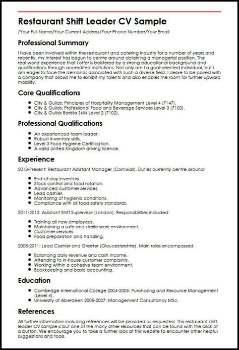 Shift Leader Food And Restaurant Leadership Resume Examples
Elarboldepapel.com