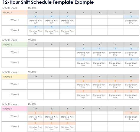 Shift Schedule Printable