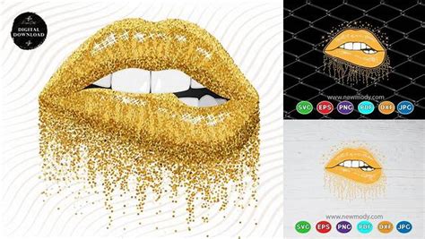 Download Shiny Dripping Lips - Golden Glitter Files
