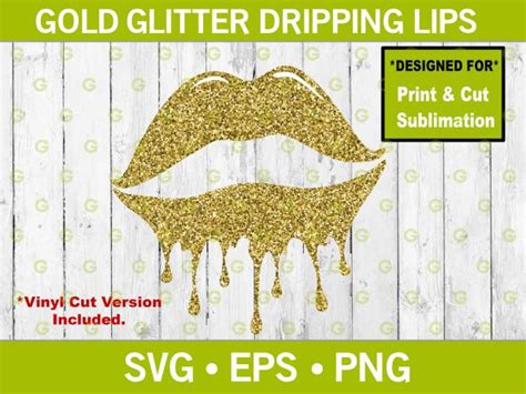Download Shiny Dripping Lips - Golden Glitter Files DXF Files
