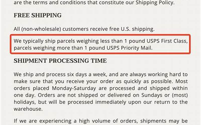 Shipping Terms And Conditions