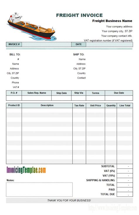 Shipping Company Receipt Template
