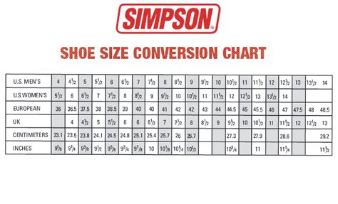 Shoe Chart Mens