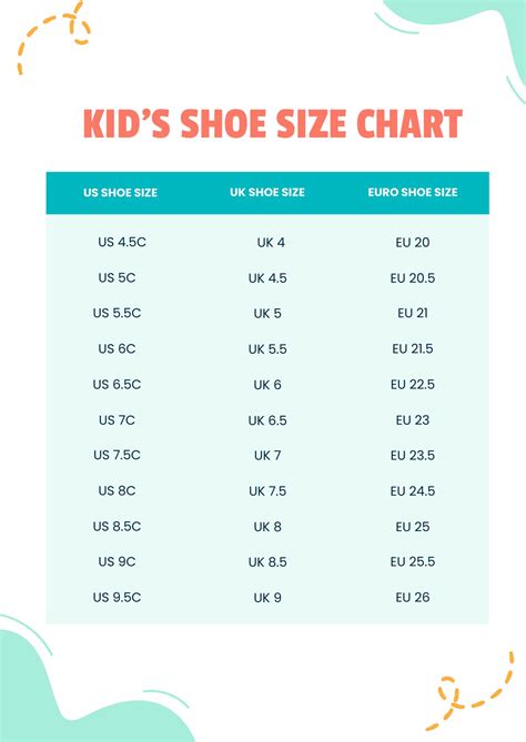 Shoes Size Chart Kids