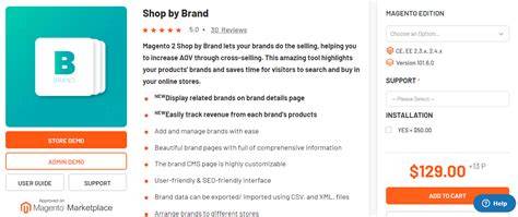 Shop by brand feature
