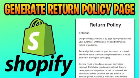 Shopify Refund Policy Template